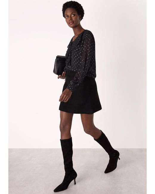 Whistles Natural Metallic Dobby Frill Blouse