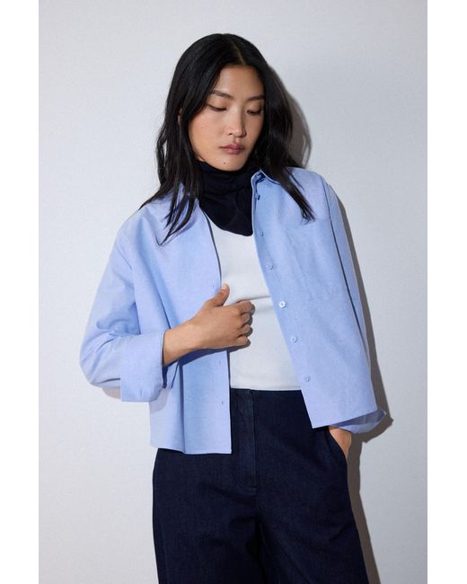 Whistles Blue Boxy Oxford Cotton Shirt