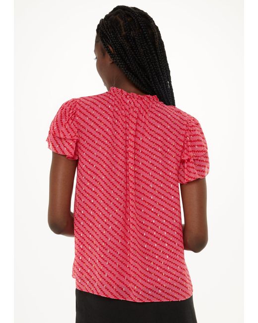 Whistles Red Diagonal Leaf Print Top