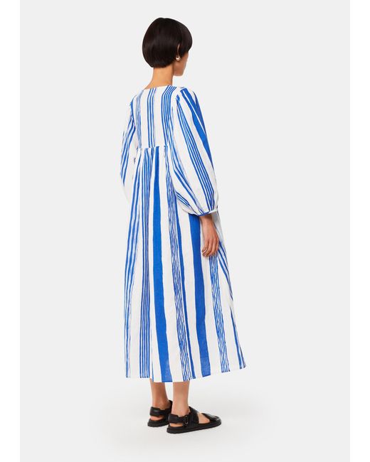 Whistles Blue Painted Stripe Gloria Dress