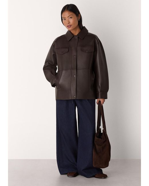 Whistles Black Petite Clean Bonded Leather Jacket