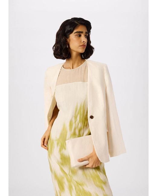 Whistles Natural Blurred Floral Textured Dress