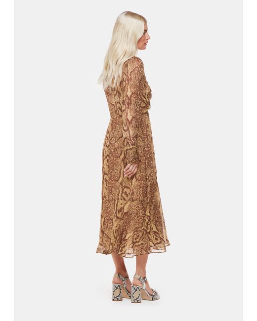 Whistles Natural Petite Serpent Print Midi Dress