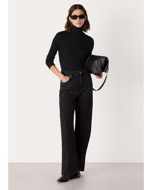 Whistles Black Essential Ribbed Polo