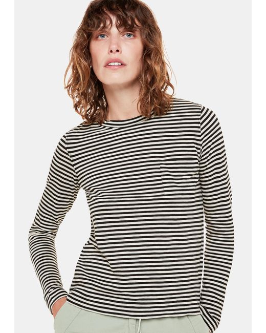 Whistles Gray Fine Stripe Pocket Crew