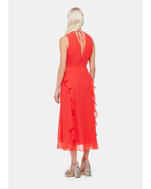 Whistles Red Petite Nellie Frill Detail Midi Dress