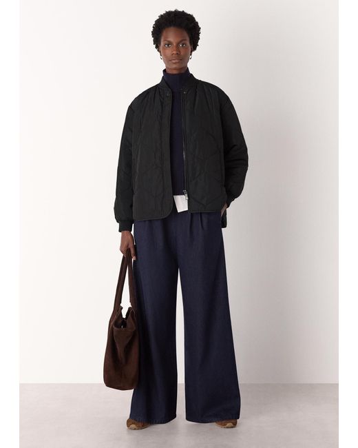 Whistles Blue Ida Short Quilted Coat