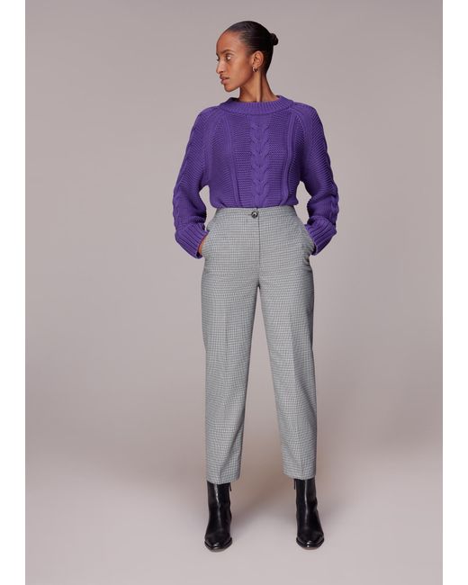 Whistles Purple Lila Check Trouser
