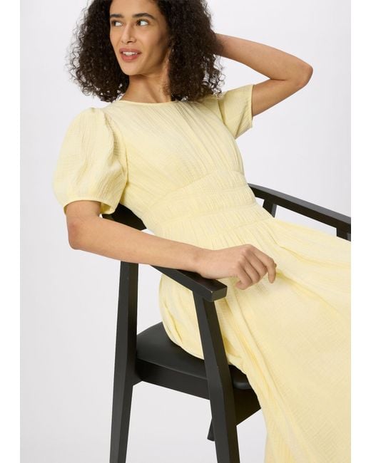 Whistles Natural Petite Shirred Cheesecloth Midi Dress