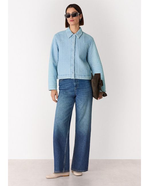 Whistles Blue Cotton Quilted Chambray Jacket