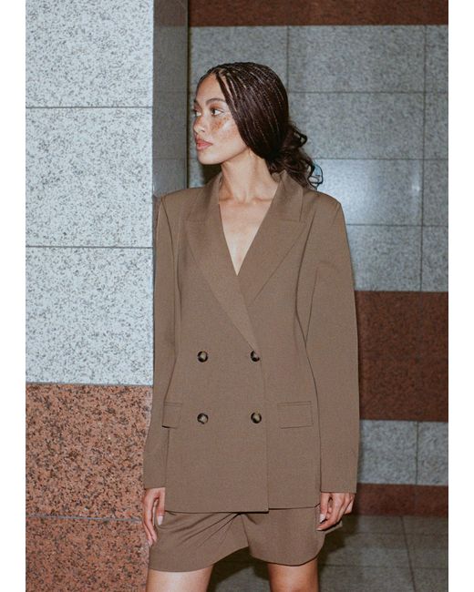 Whistles Brown Double Breasted Blazer