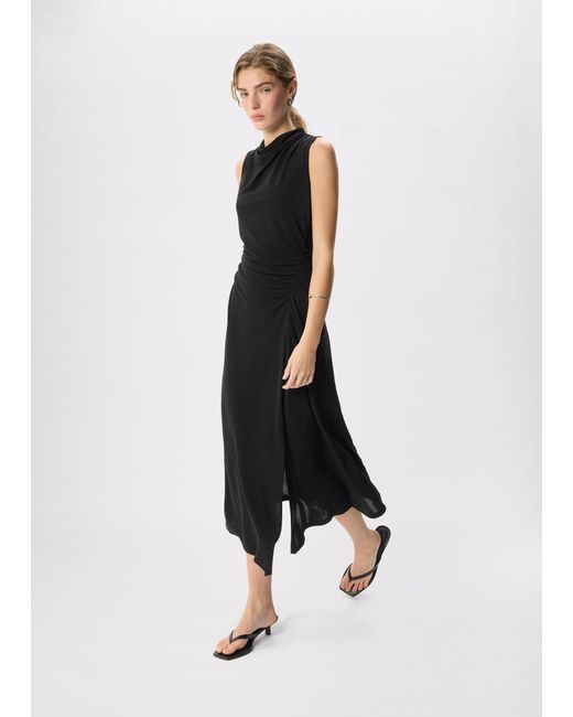 Whistles White Ruched Cowl Neck Jersey Dress