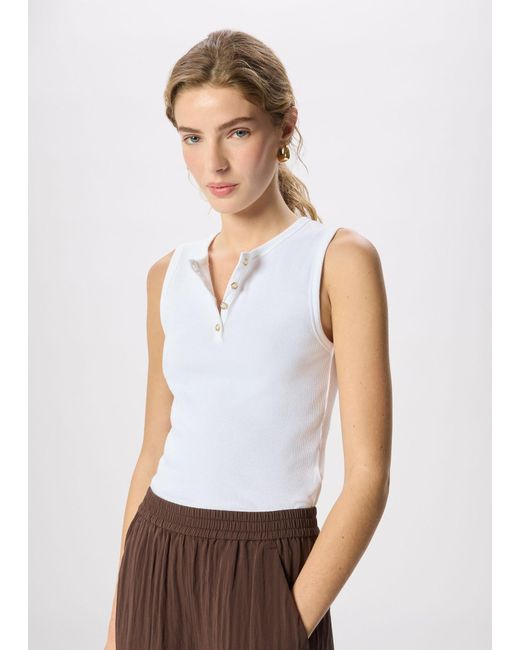Whistles White Henley Button Front Tank