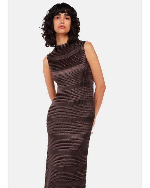 Whistles Brown Sleeveless Ruched Column Dress