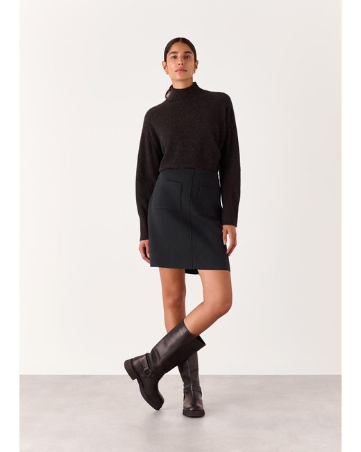 Whistles Black Patch Pocket Knitted Skirt