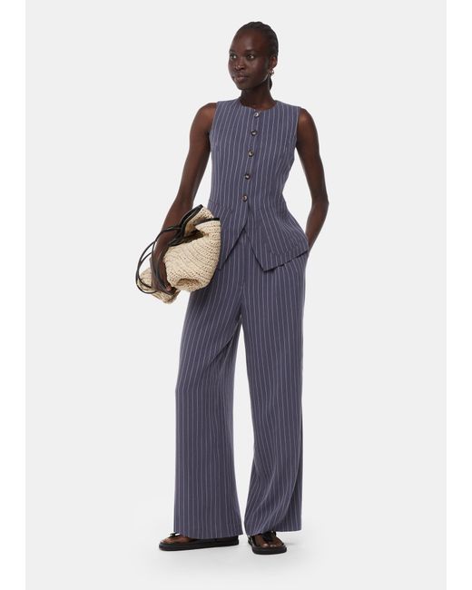 Whistles Blue Lottie Pinstripe Waistcoat