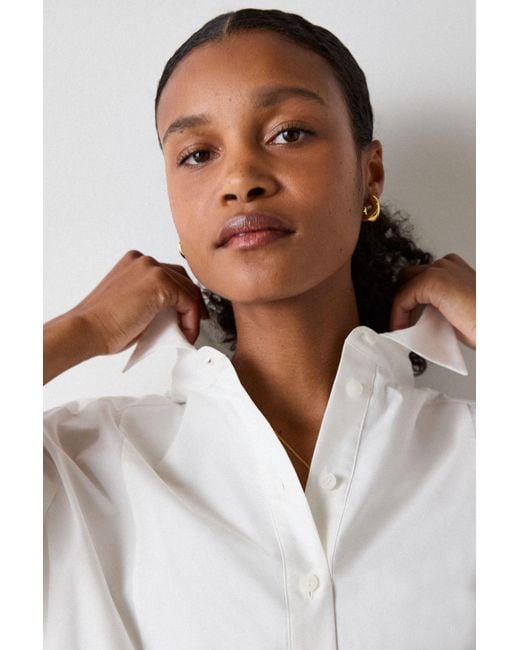 Whistles White Bib Detail Cotton Poplin Shirt