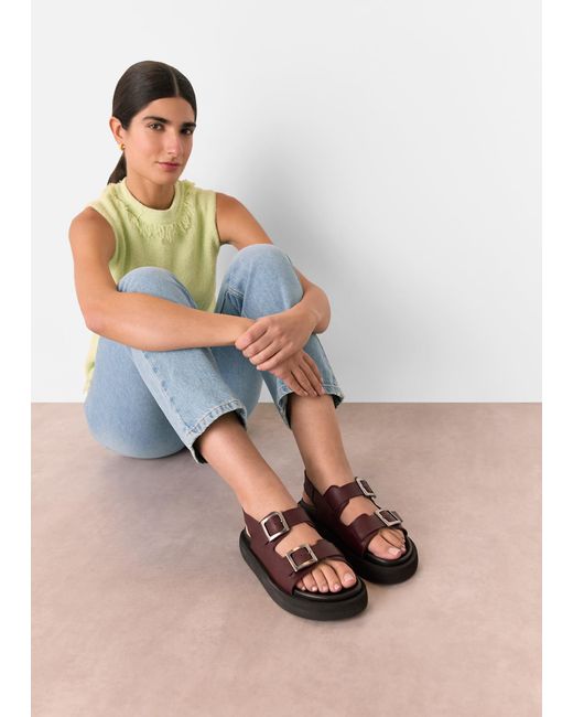 Whistles Red Mae Double Buckle Sandal