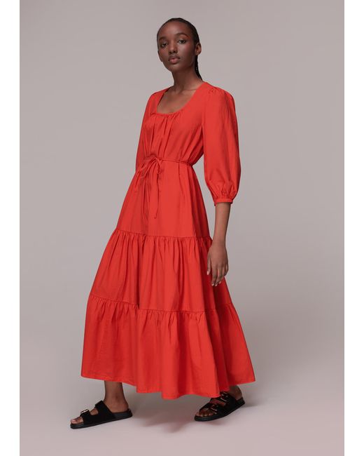 Whistles Red Nelly Trapeze Dress
