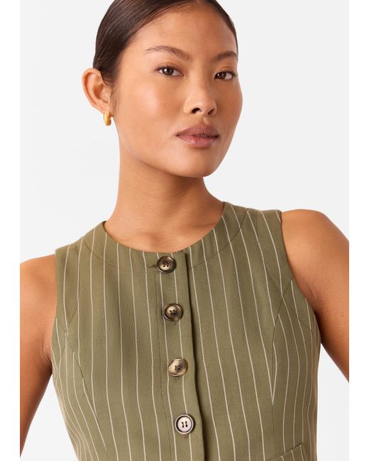 Whistles Green Petite Lottie Pinstripe Waistcoat