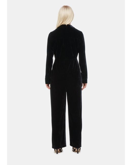 Whistles Black Petite Wrap Velvet Jumpsuit