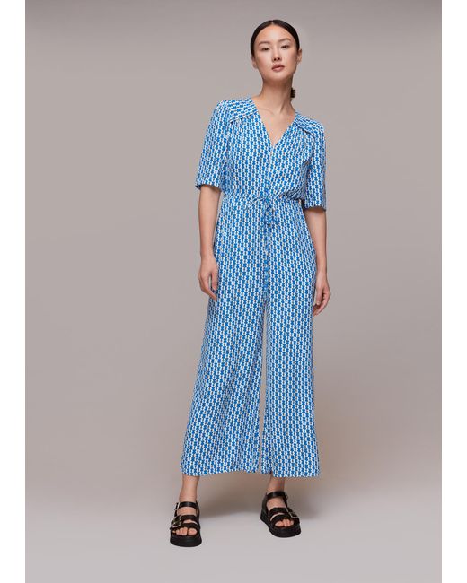 Whistles Blue Vertical Stack Jumpsuit