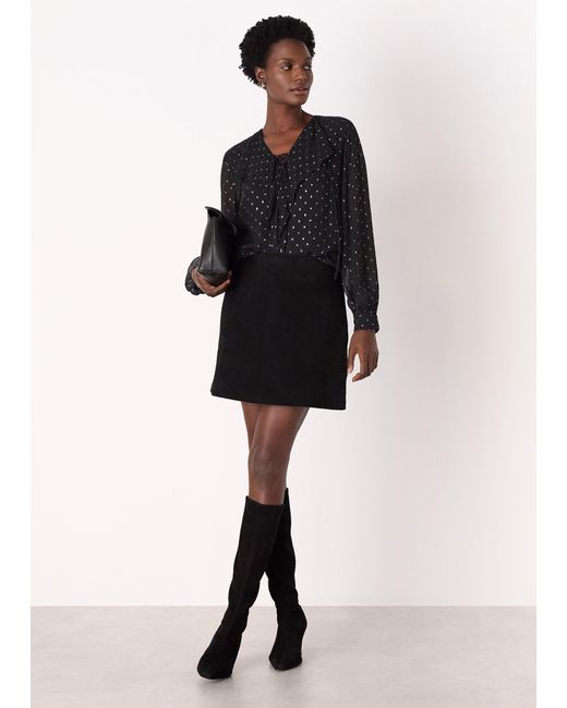 Whistles Natural Metallic Dobby Frill Blouse