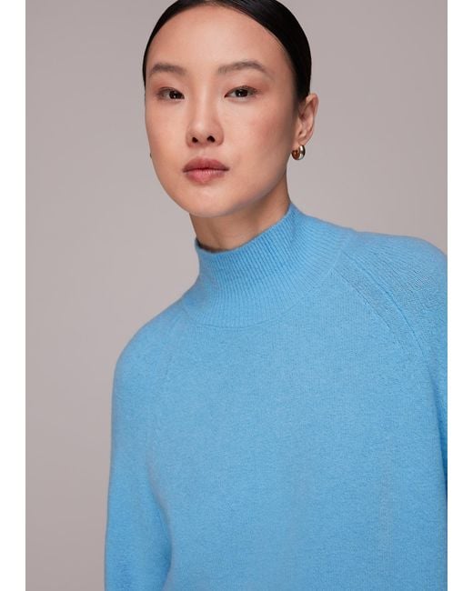 Whistles Blue Relaxed Funnel Neck Jumper