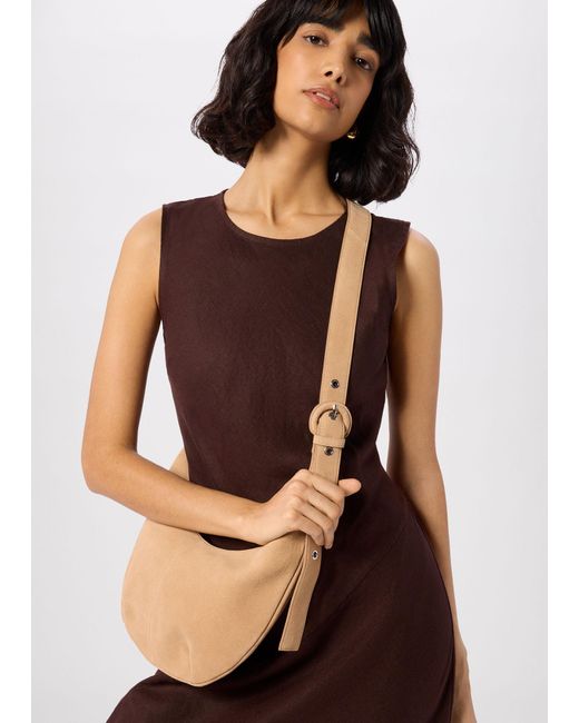 Whistles White Small Sia Suede Crossbody Bag
