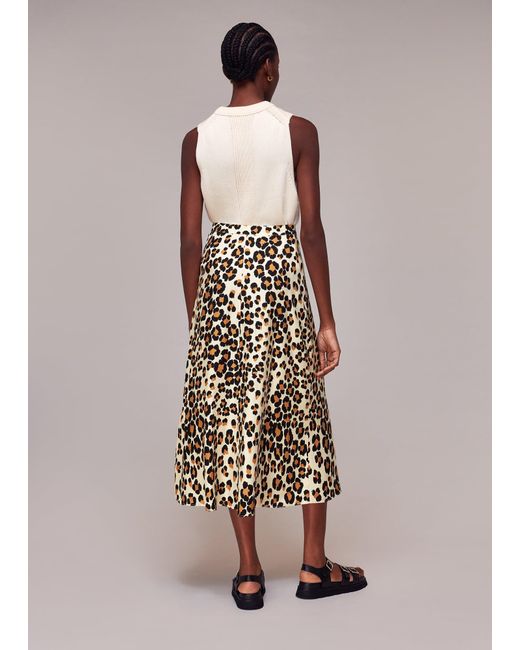 Whistles Multicolor Painted Leopard Button Skirt