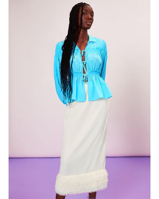 Whistles Blue Fringe Detail Skirt