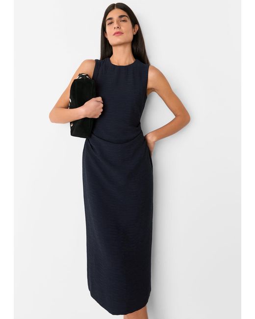 Whistles Blue Nora Textured Midi Dress