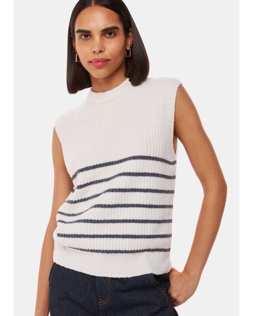 Whistles White Stripe Textured Tank