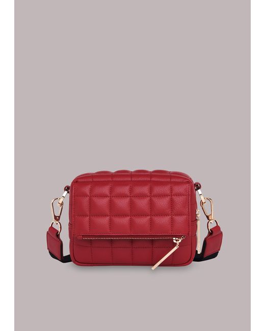 Whistles Red Quilted Bibi Crossbody Bag