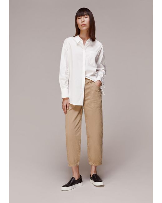 Whistles Cotton Tessa Casual Trouser | Lyst