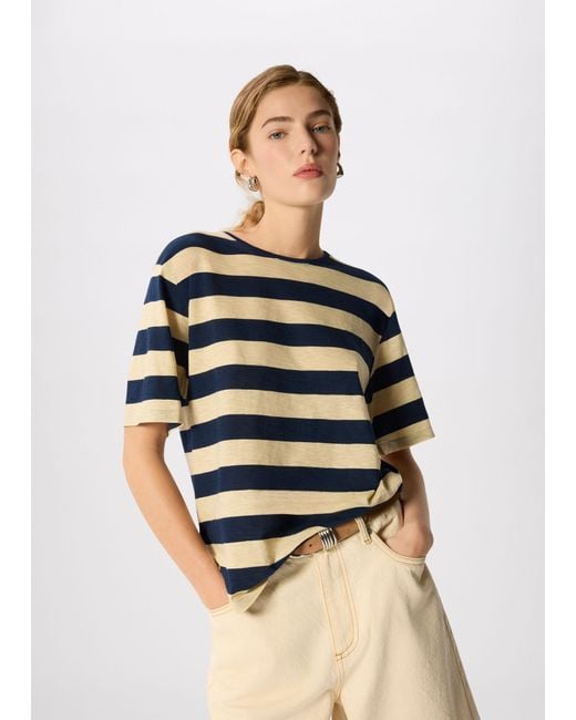 Whistles Blue Wide Stripe Tee