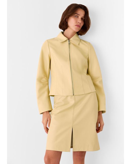 Whistles Natural Clean Leather Pencil Skirt