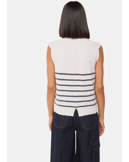 Whistles White Stripe Textured Tank
