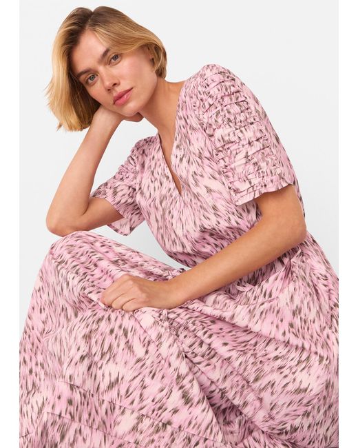 Whistles Pink Leopard Cotton Midi Dress