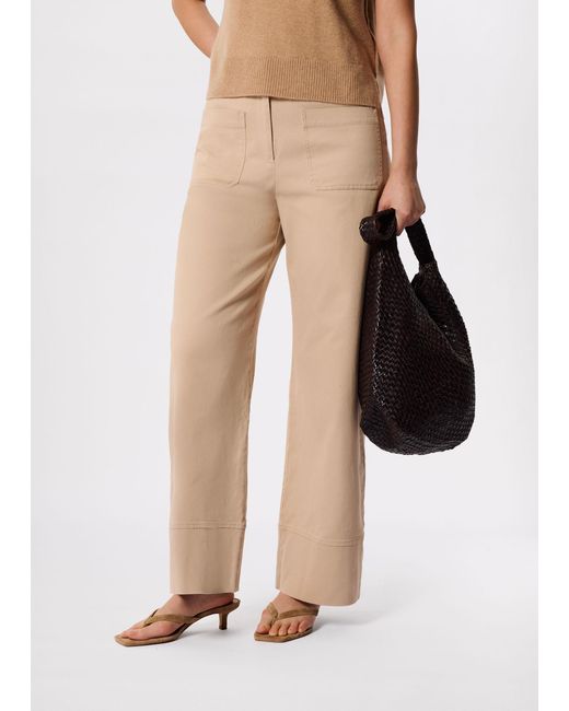 Whistles Natural Wide Leg Casual Cotton Trouser