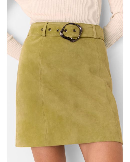 Whistles Yellow Suede Belted Mini Skirt