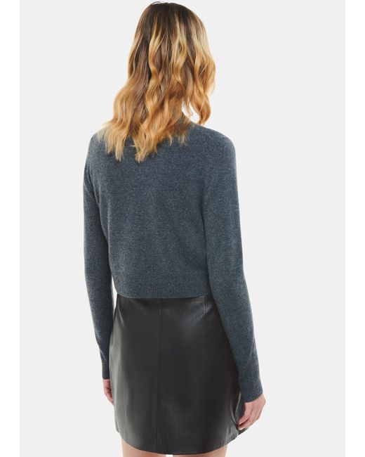 Whistles Blue Wrap Leather Mini Skirt