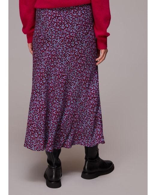 Whistles Red Floral Garden Bias Cut Skirt
