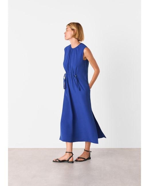 Whistles Blue Sleeveless Midi Dress