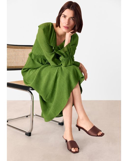 Whistles Brown Satin Slip On Heeled Mule