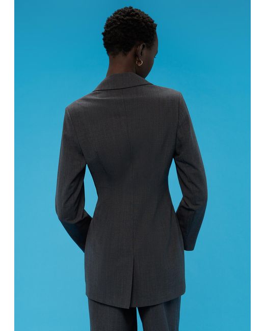Whistles Blue Mia Elongated Waist Blazer