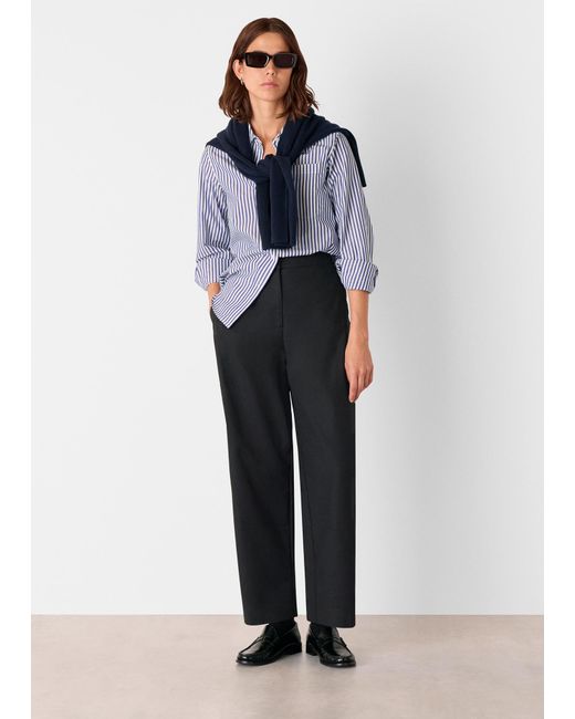Whistles Gray Side Pleat Tapered Trouser