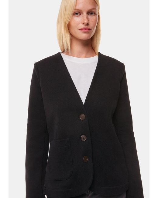 Whistles Black Lucy V Neck Jersey Jacket