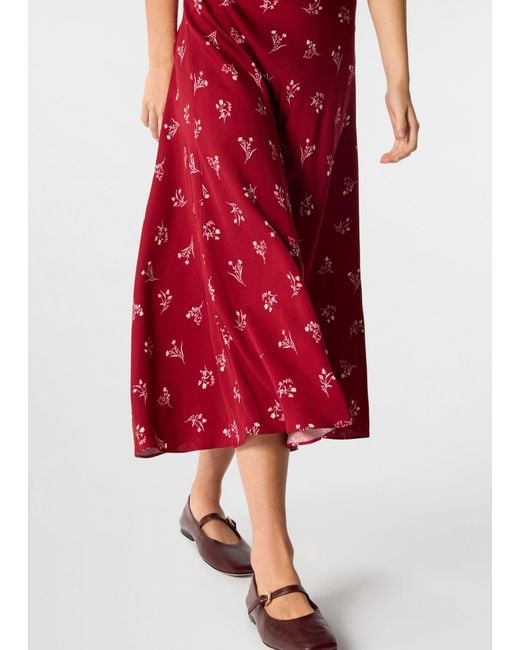 Whistles Red Floral Fit And Flare Skirt