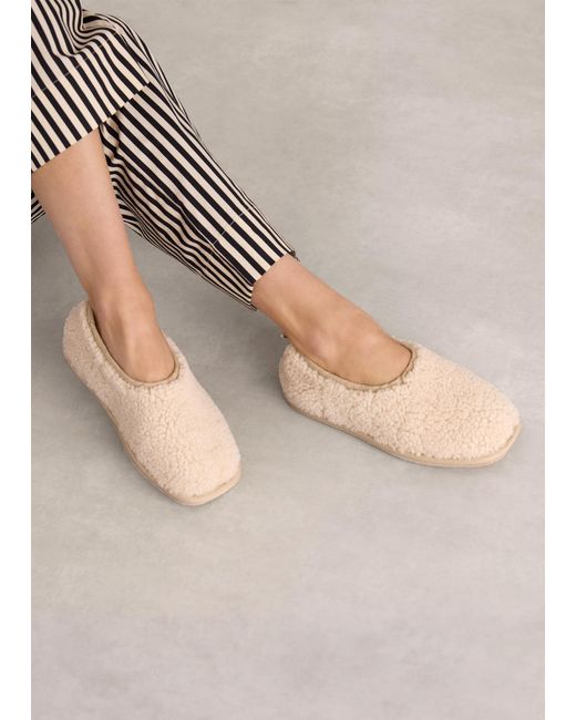 Whistles Natural Shearling Ballet Slipper